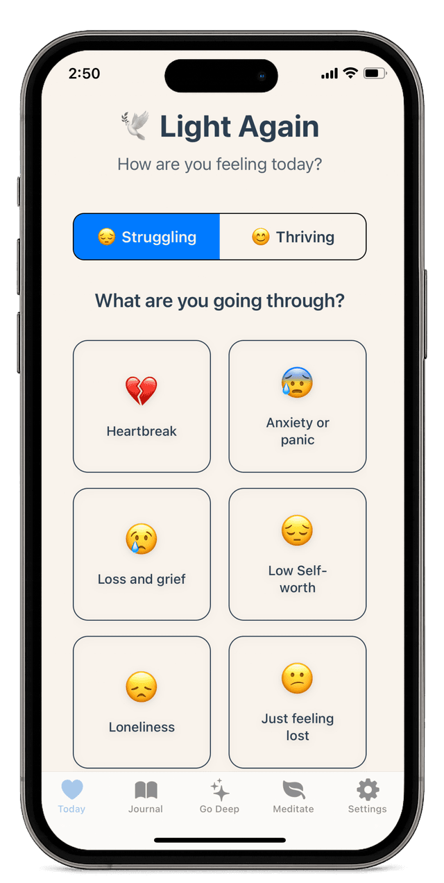 Light Again App Mockup